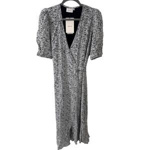 GESTUZ DisGZ Wrap Dress Eco Vero Viscose Sz 36 Winter Tiger Zebra Scandi Midaxi